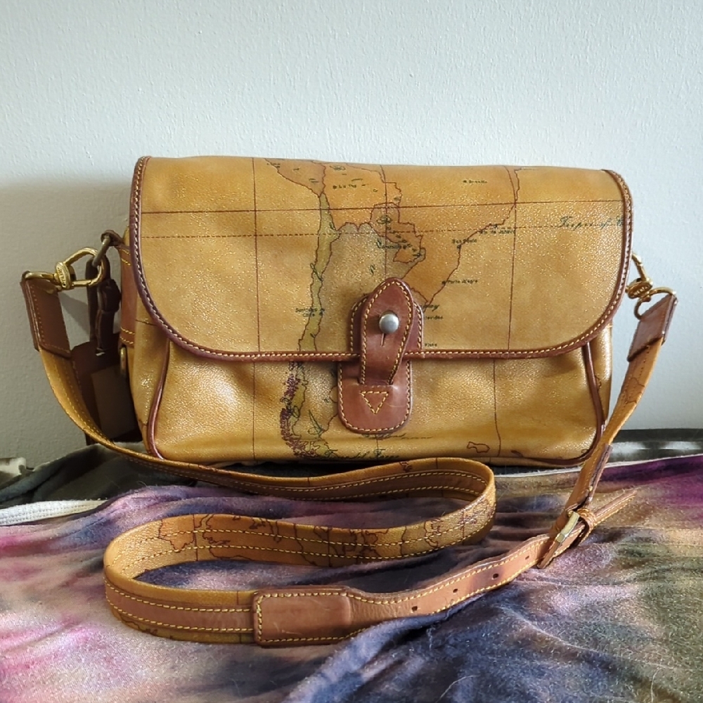 Alviero Martini Vintage Map Camera Bag